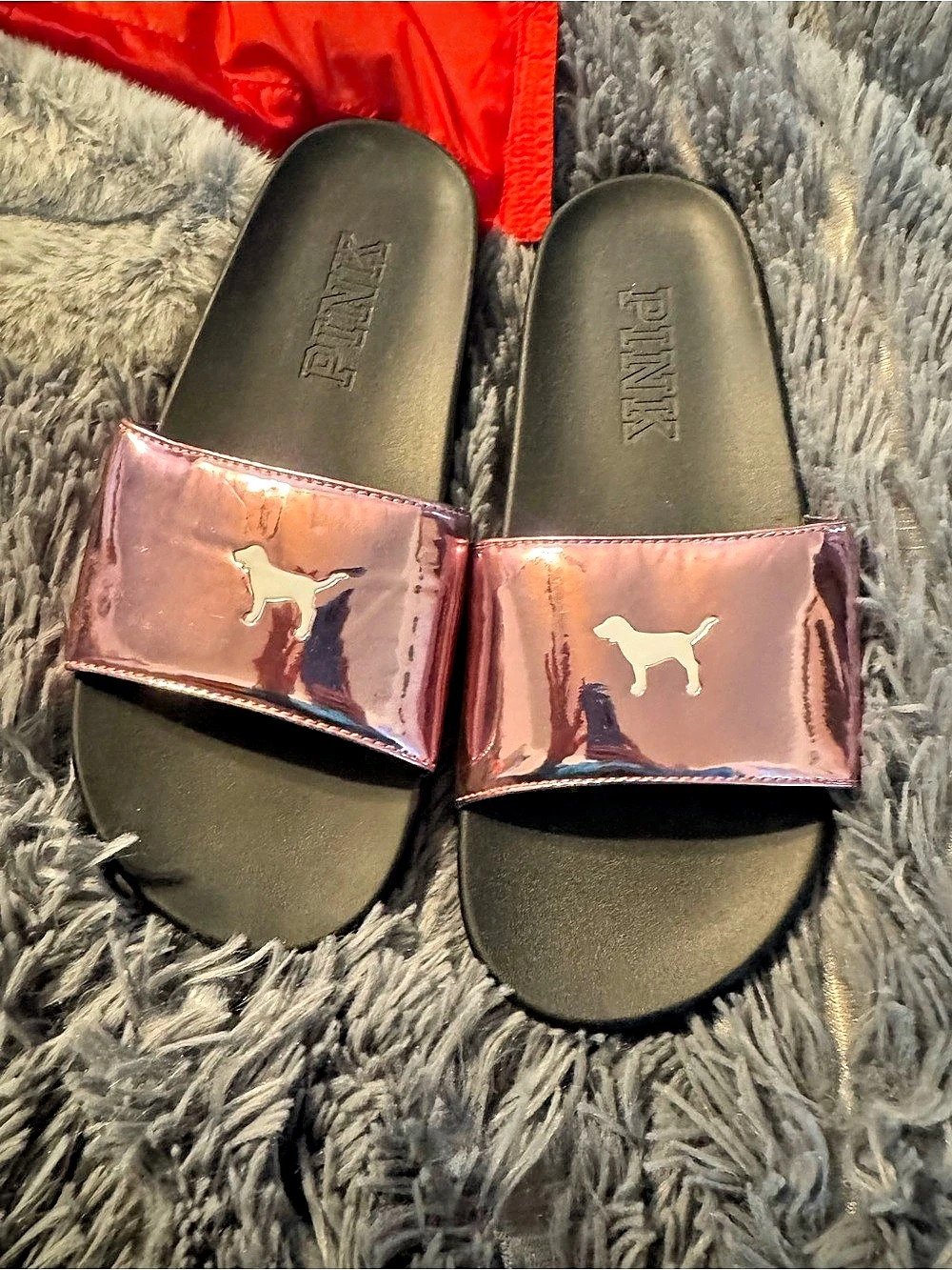 PINK & Black Slide Sandals Like New size 10